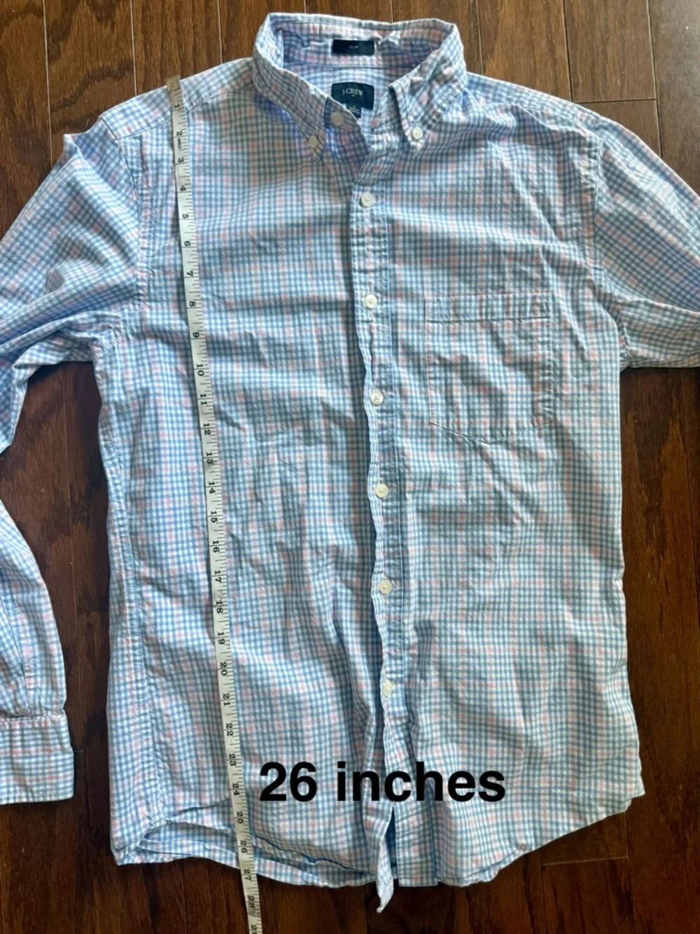 J. Crew Men's Light Blue & Pink Plaid Button-Down Shirt
